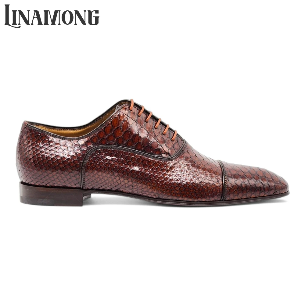 Men'S Shoes Limited Edition - Bruine Oxford-schoenen van imitatiepythondeersleer Designer-stijl Limited-edition