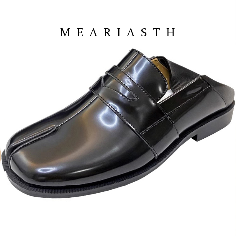 Men'S Shoes Qn - zwarte Tabi-schoenen met gespleten teen, lakleren
