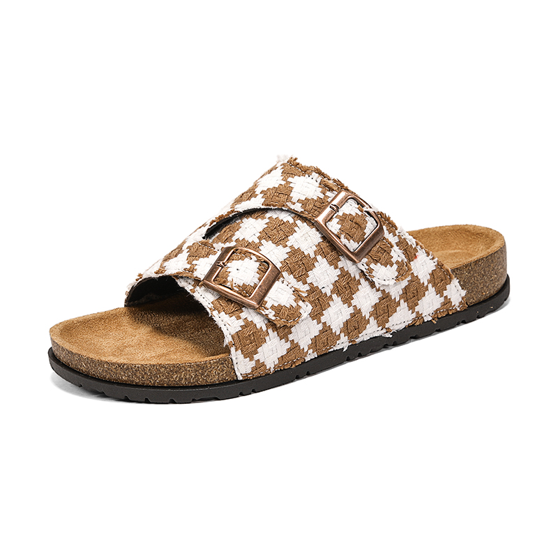 Men'S Shoes Birkenstock - Vintage geruite kurken voetbed slippers unisex